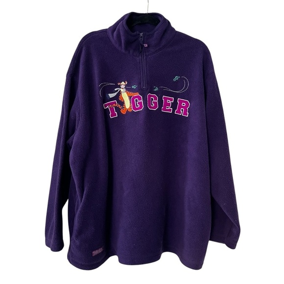Vintage Disney Winnie The Pooh Embroidered Tigger Fleece in Purple size 2X - Picture 1 of 13